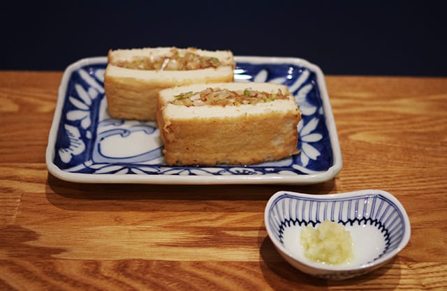 ふんわり厚揚げねぎおかかはさみ